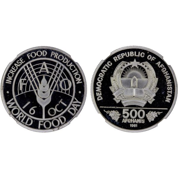 AFGHANISTAN: Democratic Republic, AR 500 afghanis, 1981, NGC PF68 Ultra Cameo
