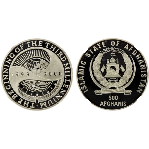 AFGHANISTAN: Islamic State, AR 500 afghanis, 2000, NGC PF68 Ultra Cameo