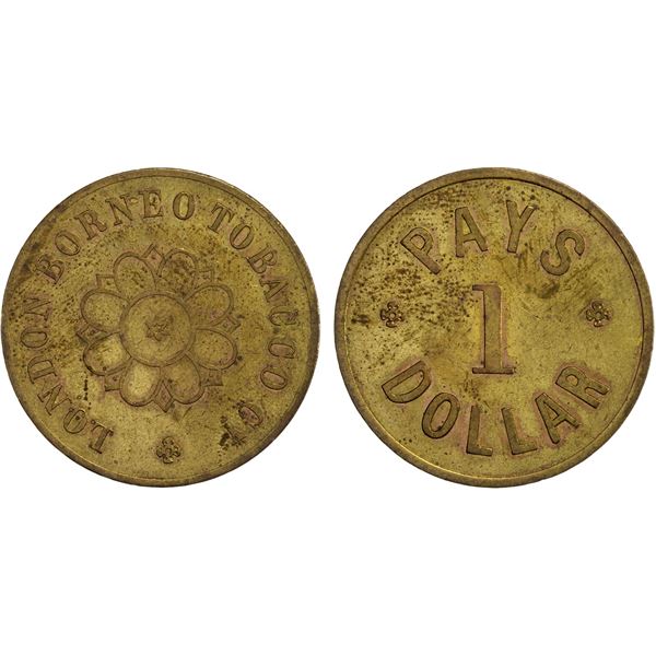 BRITISH NORTH BORNEO: Plantation Tokens, brass dollar, ND (before 1896), VF-XF