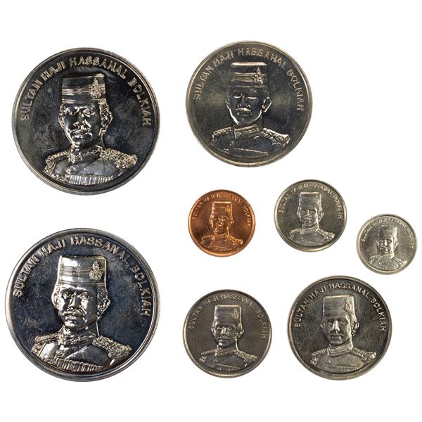 BRUNEI: Sultan Hassanal Bolkiah, 1967-, SET of 8 coins, 1994, Choice Unc