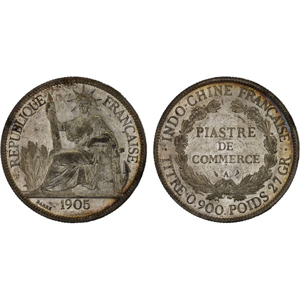FRENCH INDOCHINA: AR piastre, 1905-A, AU