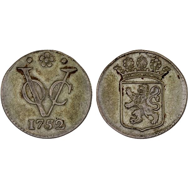 NETHERLANDS EAST INDIES: Holland, AR duit, 1752, VF-XF