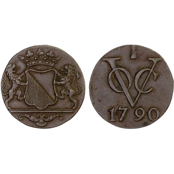 NETHERLANDS EAST INDIES: Utrecht, AE duit, "1790", XF
