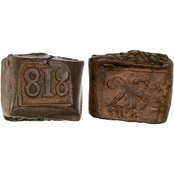 NETHERLANDS EAST INDIES: Willem I, 1815-1840, AE 2 stuiver (26.87g), 1818, Choice VF