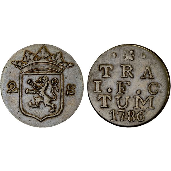 SINGAPORE: 2 stuiver, "1786", XF