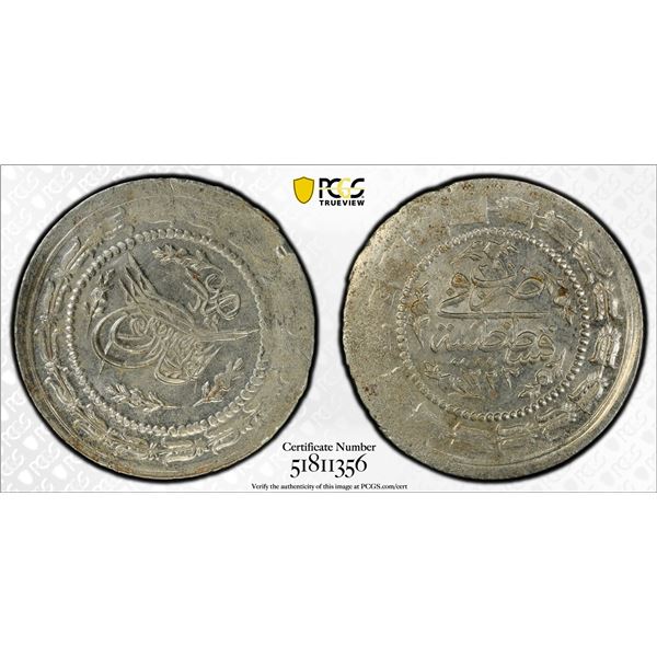 TURKEY: Mahmud II, 1808-1839, AR 6 kurush, Kostantiniye, AH1223 year 29, PCGS MS63