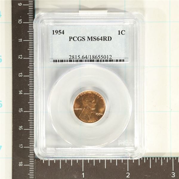1954 LINCOLN WHEAT CENT PCGS MS64RD