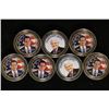 7 PRESIDENTIAL COLORIZED TOKENS.  5-GOLD COLORED