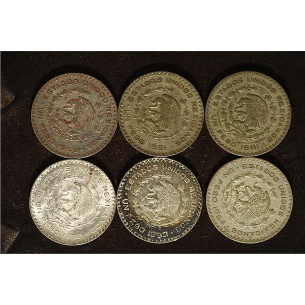 1960, 2-1961, 2-1962 & 1964 MEXICO SILVER PESOS