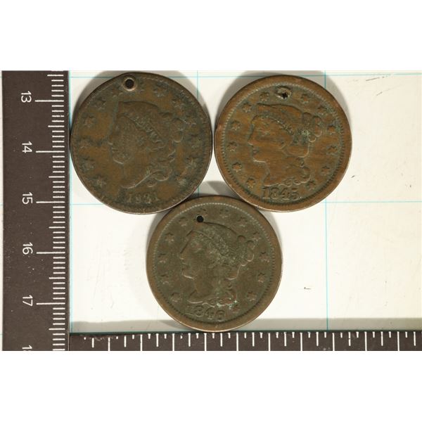 1831, 1845 & 1846 US LARGE CENTS WITH HOLES