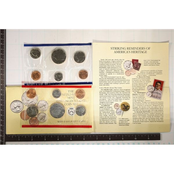 1990 US MINT SET (UNC) P/D (WITH ENVELOPE) AND