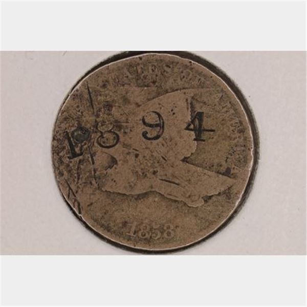 1858 FLYING EAGLE CENT. COUNTERSTAMPED 1894 ON