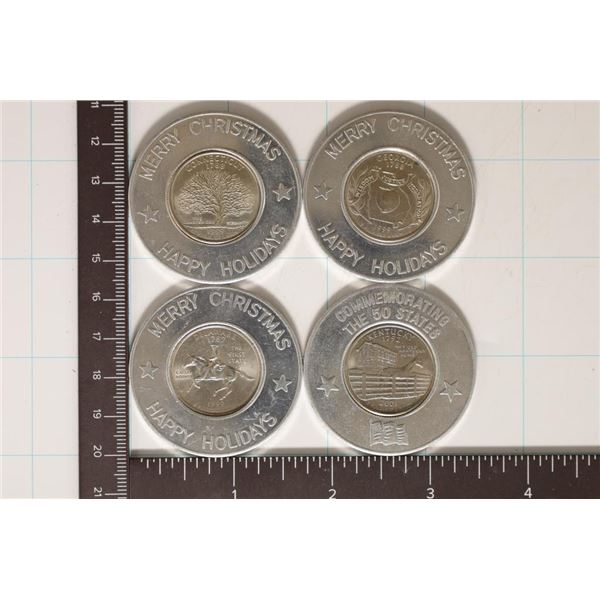 4 ENCASED STATE QUARTERS: 1999-D CONNECTICUT,