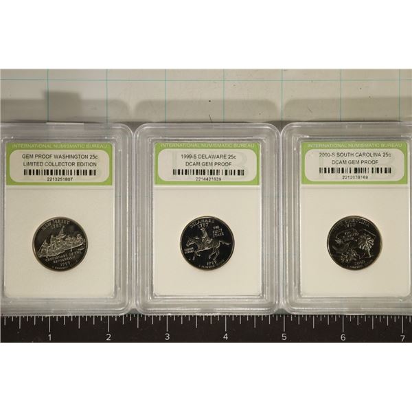 3 PF WASHINGTON QUARTERS: 1999-S NEW JERSEY,