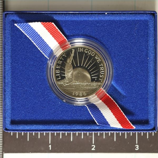 1986-S PF US HALF DOLLAR STATUE OF LIBERTY IN BOX