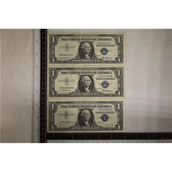 3-US $1 SILVER CERTIFICATE STAR NOTES: 2-1957