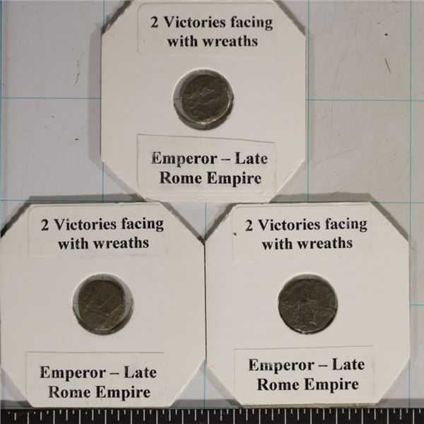 3 EMPEROR LATE ROMAN EMPIRE ANCIENT COINS: