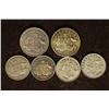 6 AUSTRALIA SILVER COINS: 4-THREE PENCE (1924,