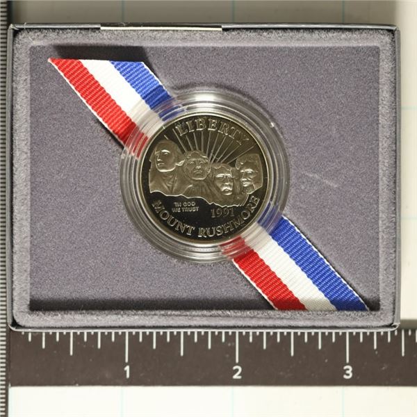 1991-S US PF MT. RUSHMORE HALF DOLLAR IN BOX