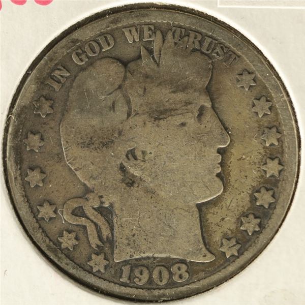1908-O SILVER BARBER HALF DOLLAR