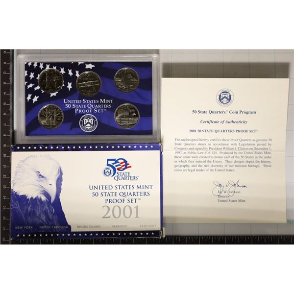 2001 US 50 STATE QUARTERS PROOF SET WITH BOX