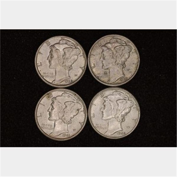 2-1939, 1941-D & 1945 SILVER MERCURY DIMES AU/UNC