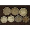 7 SILVER CANADA COINS: 4-FIVE CENT (1918, 1919 & 2