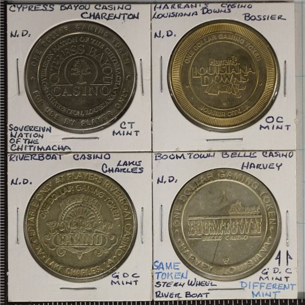 4-$1 CASINO METAL CHIPS: HARRAH'S LOUISIANA