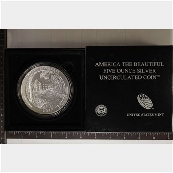 2017-P 5 OZ .999 FINE SILVER UNC OZARK RIVERWAYS