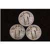 3 NO DATE SILVER STANDING LIBERTY QUARTERS