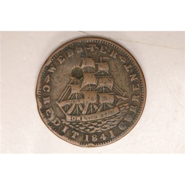 HARD TIMES TOKEN: 1837 ON ONE SIDE & 1841 WEBSTER