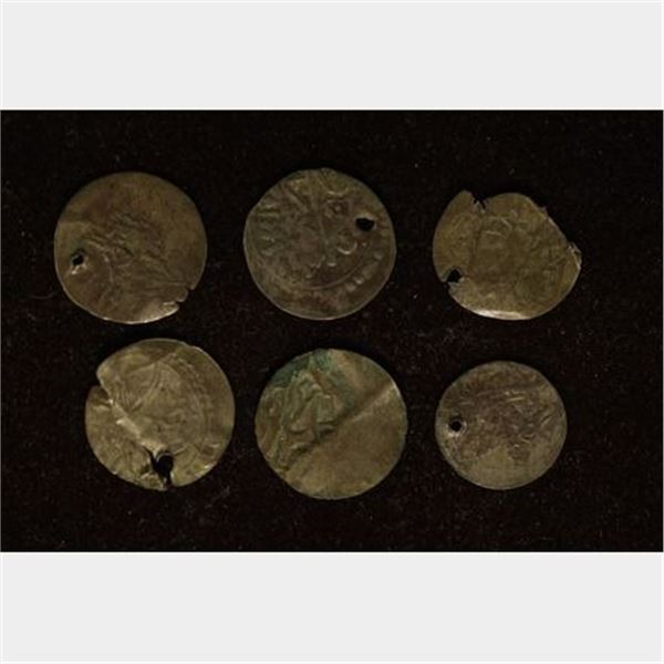 6 SILVER DIME SIZED OTTOMAN EMPIRE PARA COINS: