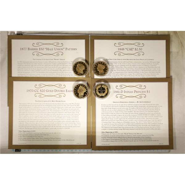 4 REALLY NICE GOLD PLATED US GOLD COIN COPIES: