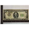1934 US $100 FRN GREEN SEAL A LITTLE DIRTY WITH