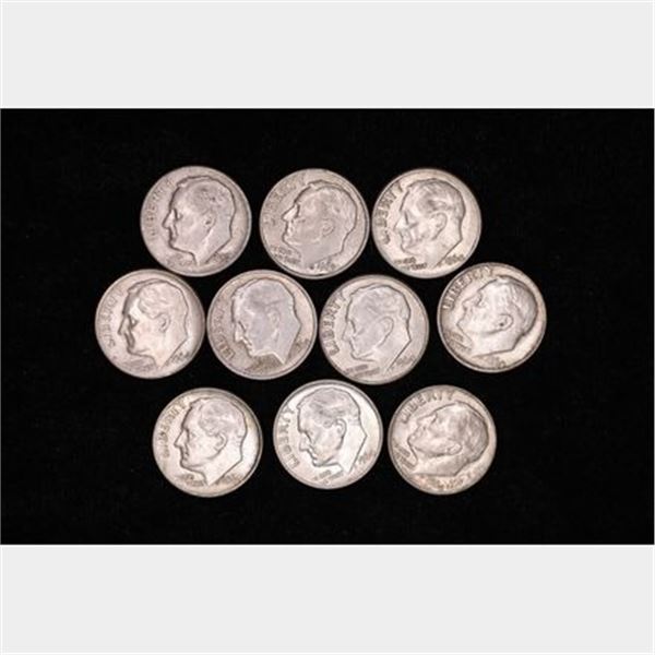 10-SILVER ROOSEVELT DIMES: 1952, 1963 & 8-1964