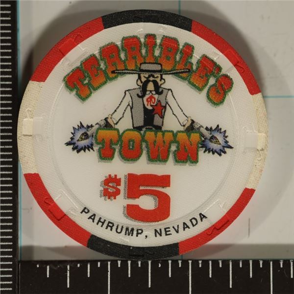 TERRIBLES TOWN $5 CASINO CHIP PAHRUMP, NEVADA
