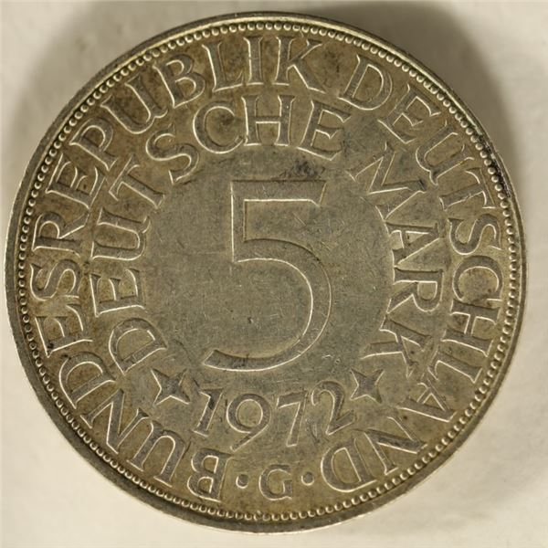 1972-G GERMAN SILVER 5 MARK .2251 OZ. ASW