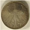 Image 2 : 1972-G GERMAN SILVER 5 MARK .2251 OZ. ASW