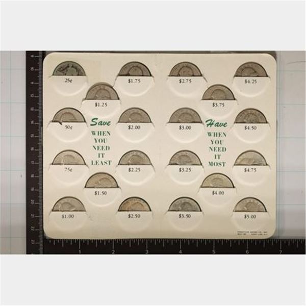 20-US SILVER QUARTERS IN NEAT OLD PROVIDENT