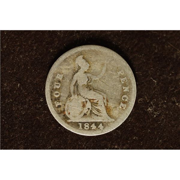1844 GREAT BRITAIN SILVER PENCE .0561 OZ. ASW