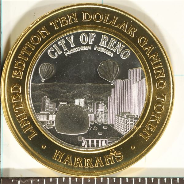 CASINO $10 SILVER TOKEN (UNC) HARRAH'S RENO