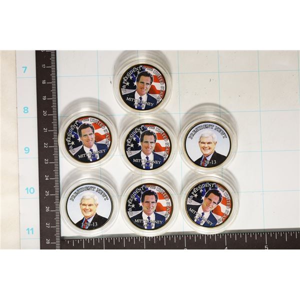 7 PRESIDENTIAL CAMPAIGN METAL ROUNDS ALL