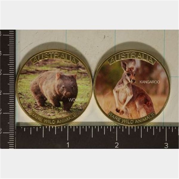 2-1 OZ. GOLD PLATED AUSTRALIA RARE WILD ANIMAL PF