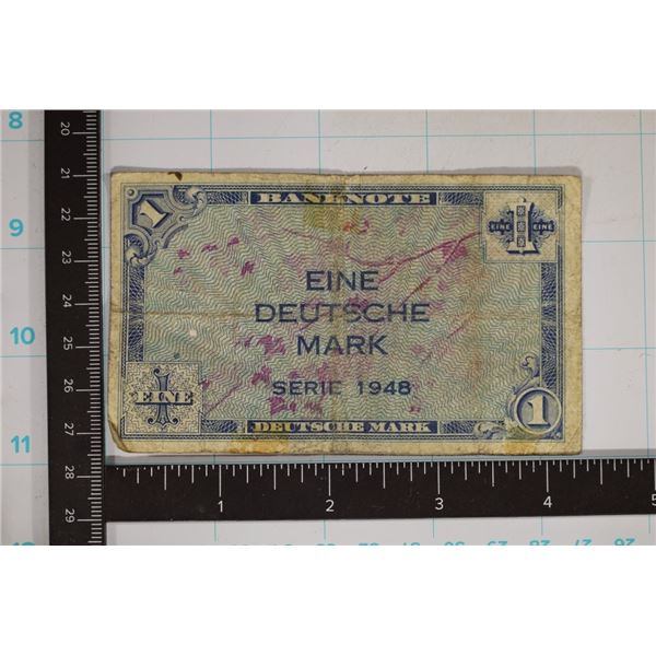 1948 WEST GERMAN 1 MARK BANKNOTE CIRCULATED