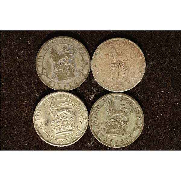 1924, 2-1926 & 1 NO DATE GREAT BRITIAN SILVER 6