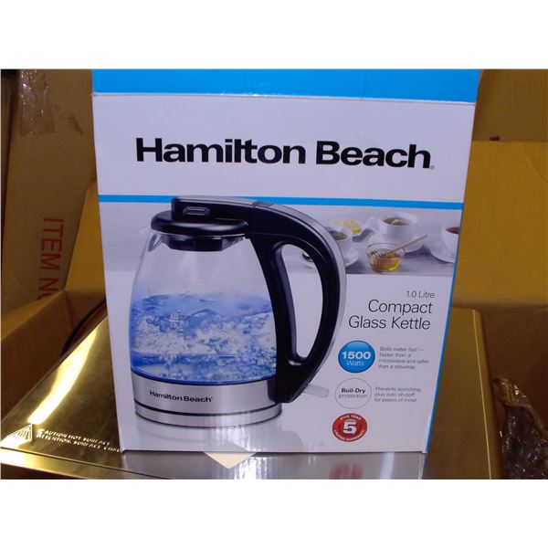 Hamilton Beach 40930C Compact Electric Kettle - 1L - Glass