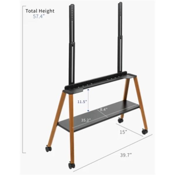 Mobile Easel TV Stand with Shelf for 49” to 75” TVs- TV75R