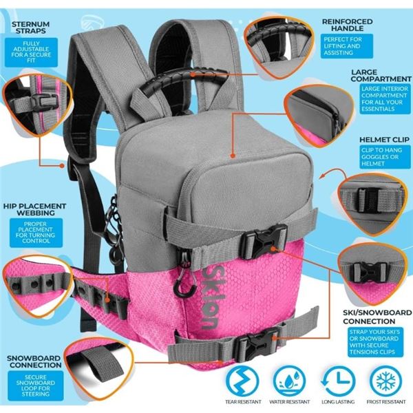Brand New Sklon Ski and Snowboard Harness Trainer Backpack-Pink
