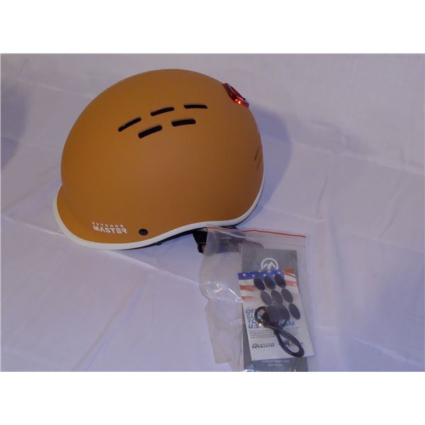 Outdoor Master Bike Helmet With Hazard Light - Orange