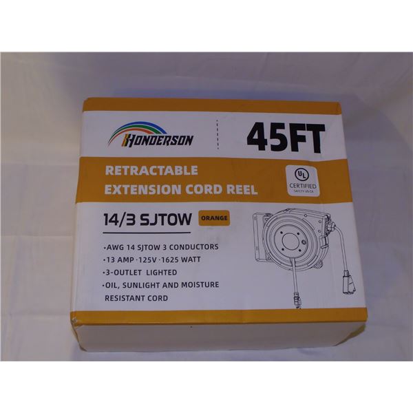 45 FT Retractable Extension Cord Reel-Honderson (Retail $199)
